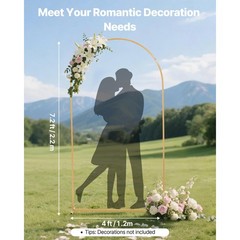 Uimoso Wedding Arch Backdrop Stand Metal 7.2ft Gold Arch Party Event Decor Stand