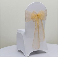 25x Gold Organza Chair Sashes Bows Ties Wedding Birthday Party Venue Decoration
