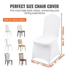 VEVOR 12PCS White Stretch Spandex Folding Chair Covers for Wedding Party Dining