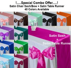 Satin Chair Sashes Bow + Satin Table Runner Wedding Party Decoration – FREE SHIP