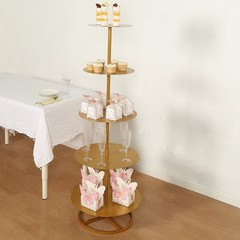 Gold 5-Tier 4.5 ft Round Metal Champagne Tower Stand Party Events