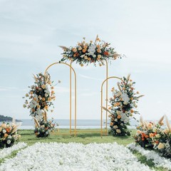 Metal Arch Backdrop Stand Gold Wedding Arch Stand Set of 3(6FT/5FT/4FT)for Party