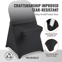VEVOR 50PCS Black Stretch Spandex Folding Chair Covers for Wedding Party Dining