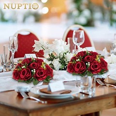 Flower Wedding Centrepieces for Tables – 9.5in Diameter 10 Pcs Crimson