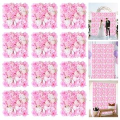 Artificial Silk Flower Wall Panel Pink Decorative Floral Pink&flower1