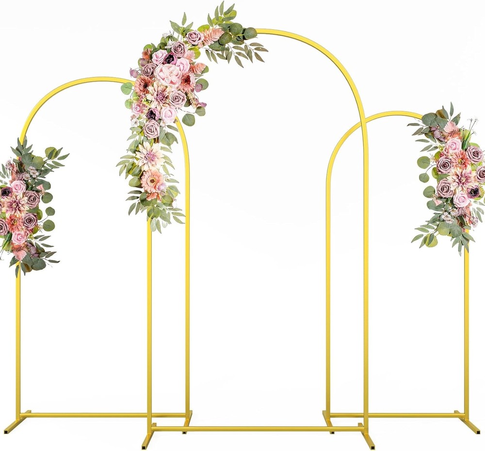 3 X Metal Arch Backdrop Background Stand 7.2/6.6/6 FT for Wedding Birthday Party