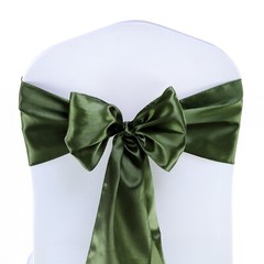 100 Olive Green Satin Chair Sashes Silky Sateen Chair Bows wedding party décor