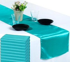 MDS 10 PCS Satin Table Runners 12 x 108 Inch 10 PCS (12 x 108 Inch) Teal