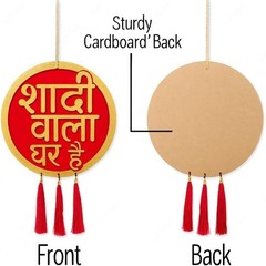 Shaadi Wala Ghar Wall Hanging Red Gold Wedding Decor Haldi Mehndi