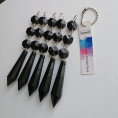 100pcs Acrylic Crystal Bead Pendant Black Garland Chandelier Hanging Wedding DIY
