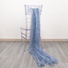5 DUSTY BLUE Sheer Crinkled Organza CHAIR SASHES Party Events Home Decorations