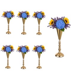 4/6/10x Gold Vase Metal Wedding Tabletop Centerpiece for Artificial Flower Decor