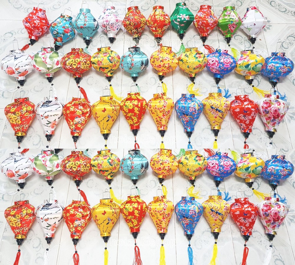 Set 50 pcs Vietnam Bamboo Silk Lanterns 22cm Mid-Autumn Festival Decorations