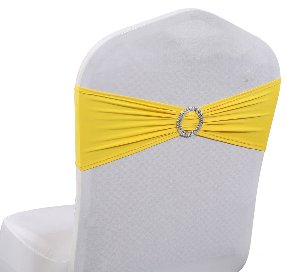 100 Spandex Stretch Chair Cover Sashes Bows for Wedding Party (Yellow)~FREE SHIP