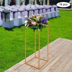 16pcs Flower Stand 60cm Gold Square Tube Wedding Party Decoration Display Holder