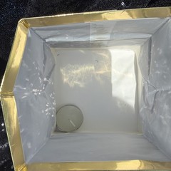 Square White, Gold Base And Top Edge 10 Candles Sets Luminating In Water/ground