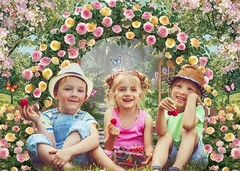 Spring Garden Flowers Backdrop Floral Arch 7x5FT(82 x 59 inch), gold