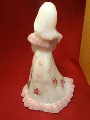 Shelley Fenton Sgnd Girl Bride Bridesmaid Opaline White Iridized Glass Figurine