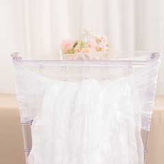 5 WHITE Sheer Crinkled Organza CHAIR SASHES Party Events Home Decorations