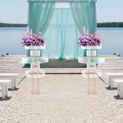 2 PCS 5-Tier Wedding Flower Stand, Gold Iron Acrylic Display Rack, Party Decor