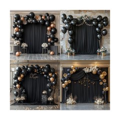 50ftx12ft Black Wrinkle-Free Wedding Backdrop Curtain -Silky Washable Black P…