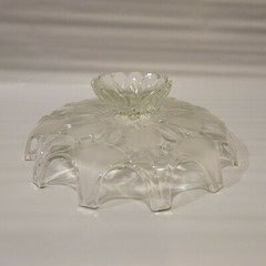 Pedestal Footed Cake Plate Stand Floral Crown Beautiful Base Glass