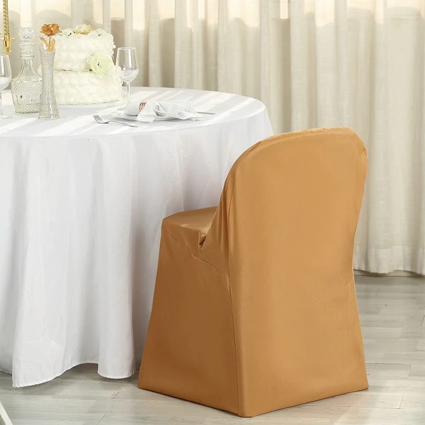 10 Gold Polyester FOLDING CHAIR COVERS Wedding Banquet Reception Decorations