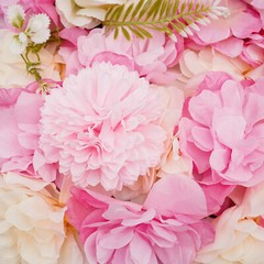 12PCS Artificial 3D Flower Wall Panel Wedding Backdrop Wall Decor Pink 15*15in
