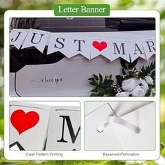 5PCS Just Married Decorations Set for Car – White Just Married Artificial