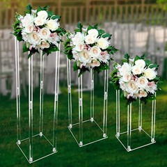 3PCS Wedding Acrylic Flower Stand Vase Column Stand Wedding Flower Stand Decor