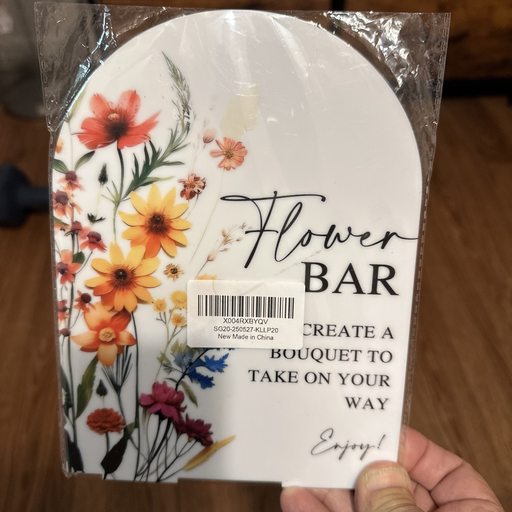 Acrylic Sign for Bridal Shower with Flower Market Theme. Wedding Party Decor