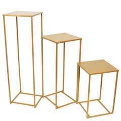 Gold Wedding Flower Stand Plating Floral Decor Vase Floor Column Stand Sets of 3