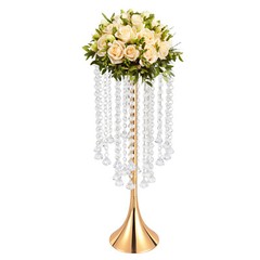 10Pcs Luxurious Acrylic Crystal Flower Stand Wedding Centerpieces on Floor Gold