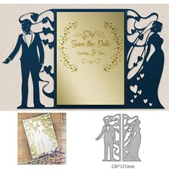 Wedding Couple Frame Metal Die Cuts, Lace Heart Bride and Groom Wedding Cutti…