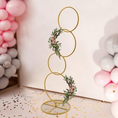 Wedding Round Hoop Backdrop Stand Detachable 4-Tier Gold Metal Flower Arch Frame