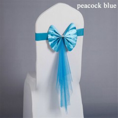 5pcs Chair Back Flower Cover Bowknot Gauze Stretch Wedding Party Decorations