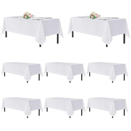 Table Cloths Rectangle, 8 Pack Tablecoths 8 Pack 54×108 Inch, Rectangle White