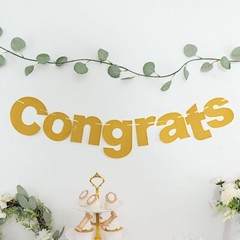 3 feet Gold Glittered Congrats Paper Hanging Party GARLAND Events Decorations
