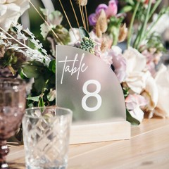 Table Numbers Menu Wedding Personalised Engraved Frosted Acrylic Beach Sail Wood