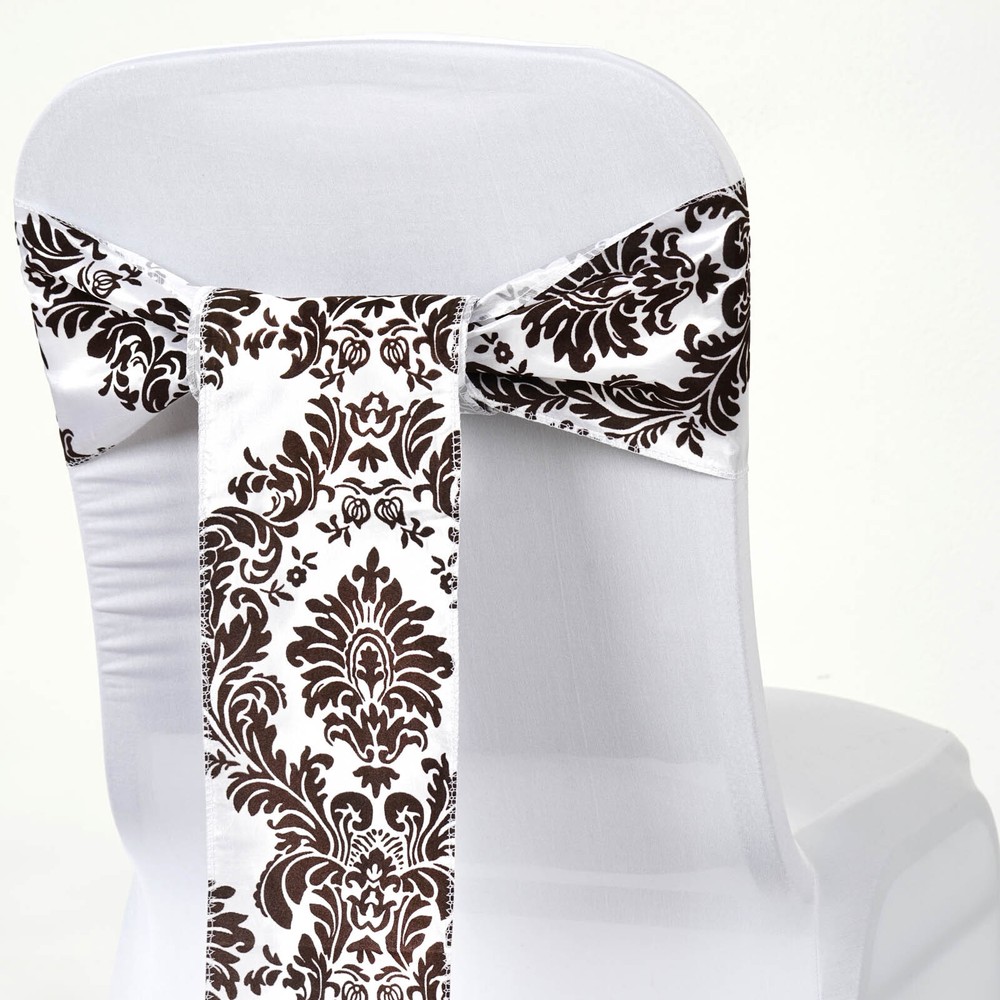 200 pcs CHAIR SASHES FLOCKING DAMASK Ties Bows Wedding Party WHOLESALE Supplies