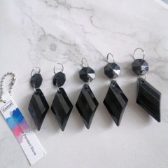 30pcs 65mm Black Buttons Pendant Acrylic Octagon Bead Garland Chandelier Hanging