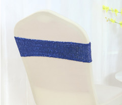Royal blue sequin chair bands sashes ties bows ribbon wedding anniversary party