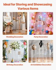Versatile Cylinder Plinth Set – 3pcs Clear Acrylic Stands for Weddings & Parties