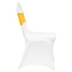 50pk Anti-Wrinkle Spandex Banquet Covers w/ Gold Sash, Fits 17.3×20.1×36.4in