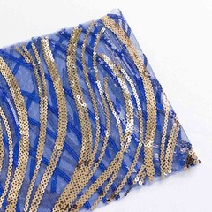 5 ROYAL BLUE GOLD Mesh Embroidered Sequins CHAIR SASHES Party Events
