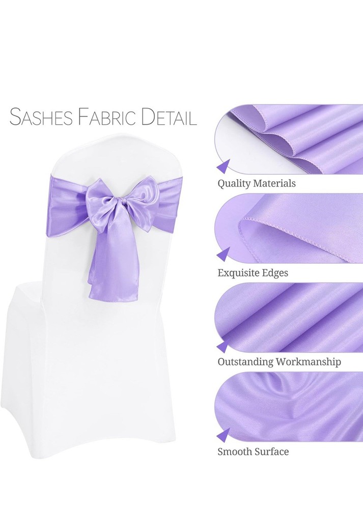 27 Satin Chair Sashes Banquet Chair Cover Bows Wedding Party Kitchen lavender