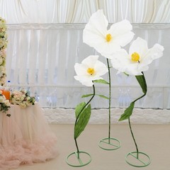 3 Pcs White Artificial Flower For Wedding Decoration , Birthday Party Banquet