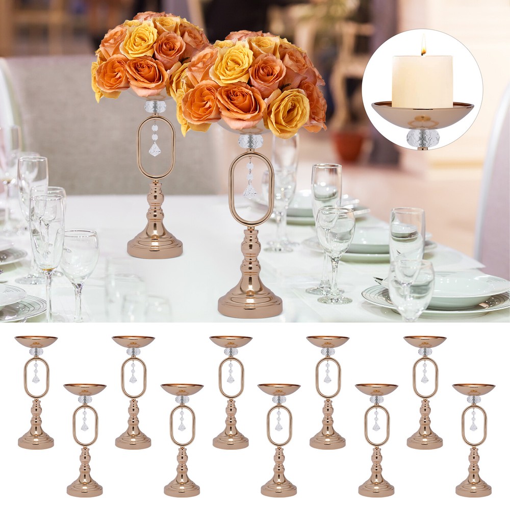 Retro 10 Candle Holder Wedding Centerpieces Gold Flower Vase Home Decor Party US