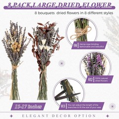 8 Pa Lar Size Boho Dried Flower Bouquet 15-17 Inch Wedding