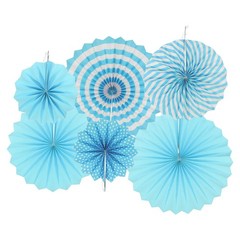 12Pcs Hanging Paper Fans Party Decoration for Home,Birthday Wedding Blue